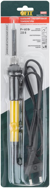  Паяльник 220В с регулировкой температуры керамический нагревательный элемент 60Вт FIT 60497 фото в каталоге от BTSprom.by