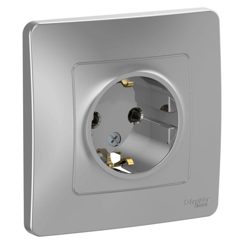 розетка 1-м сп blanca 16а ip20 250в с заземл. без защ. шторок алюм. se blnrs001013 от BTSprom.by