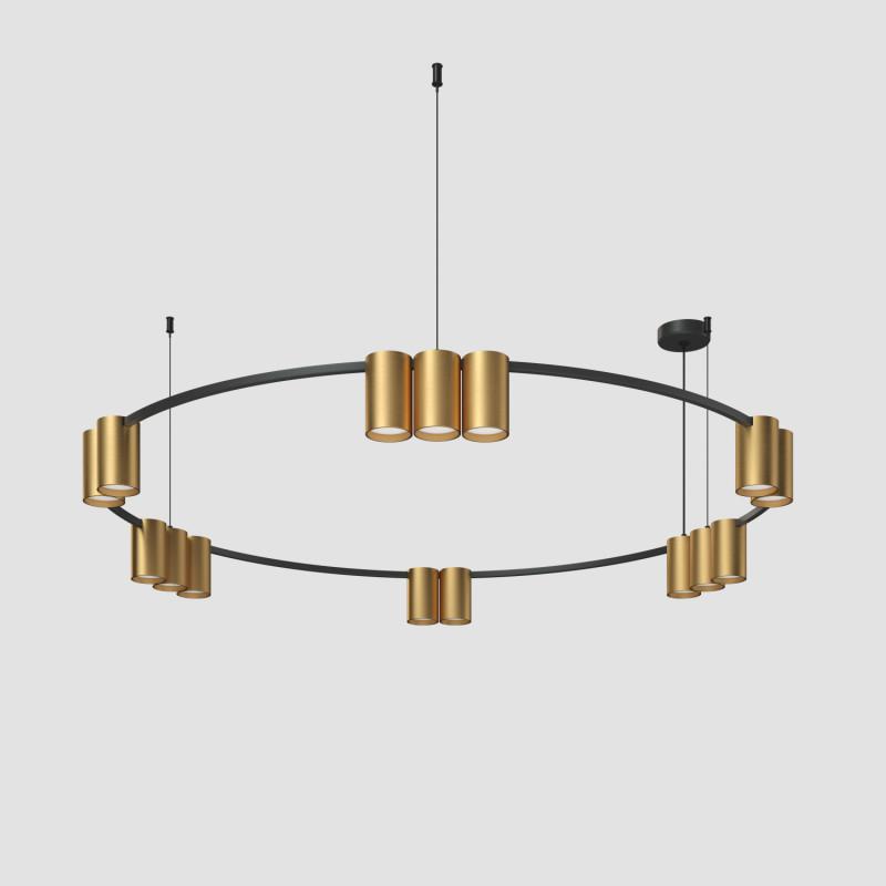  Светильник ORBIT 15Вт 15xGU10 IP20 LED подвесной алюм. черн.+сатинированное зол. DENKIRS 764327 фото в каталоге от BTSprom.by