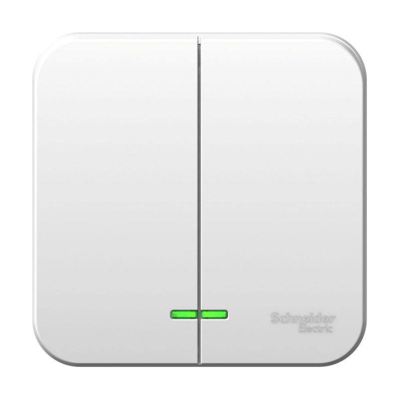 выключатель 2-кл. оп blanca 10а ip20 (сх. 5) 250в с подсветкой с изолир. пластиной бел. se blnva105111 от BTSprom.by