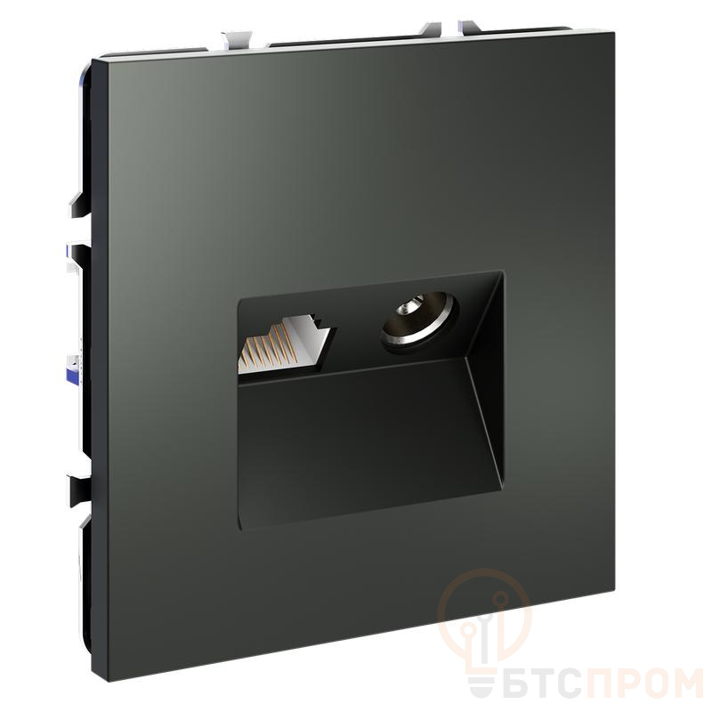  Розетка телевизионная встраиваемая Voltum S70 TV+RJ45 кат. 6 титан Voltum VLS060706 фото в каталоге от BTSprom.by