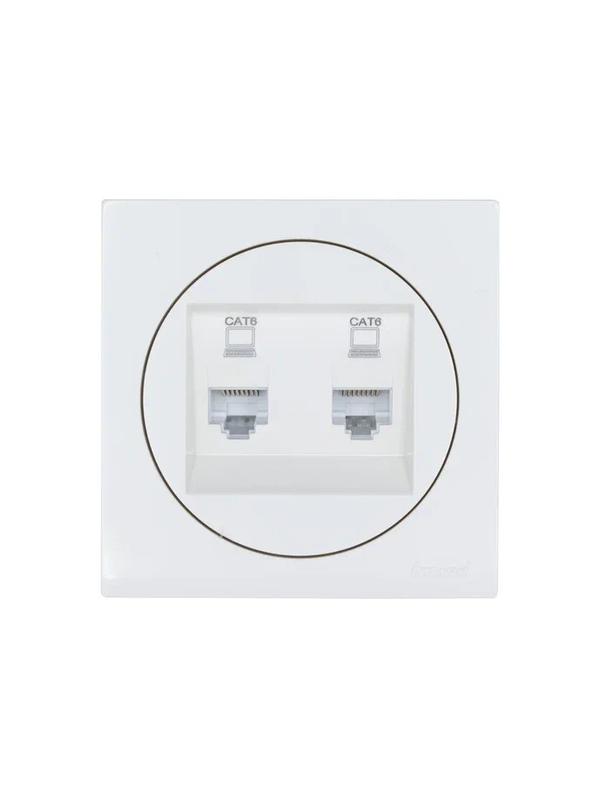  Розетка компьютерная 2-м СП OSEN кат.6 с модулем бел. LEZARD 743-0288-142 фото в каталоге от BTSprom.by