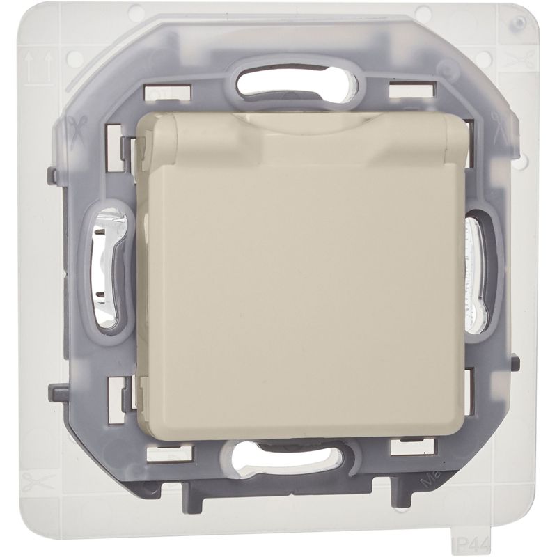  Розетка 1-м СП Inspiria 16А IP44 250В 2P+E защ. шторки с крышкой немецк. стандарт механизм сл. кость IEK 673741 фото в каталоге от BTSprom.by