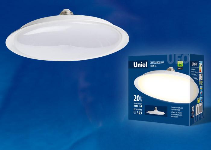 лампа светодиодная led-u165-20w/3000k/e27/fr plu01wh ufo 20вт матовая 3000к тепл. бел. e27 (упак. картон) uniel ul-00004570 от BTSprom.by