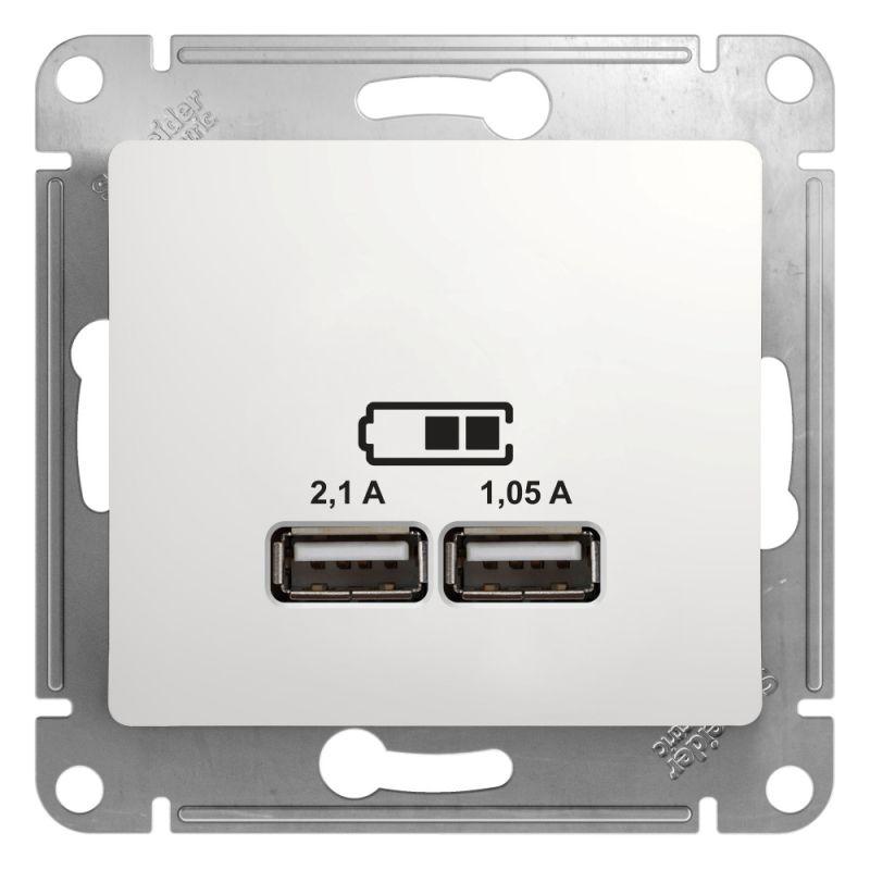 розетка usb 2-м сп glossa тип a+a 5в/2.1а 2х5в/1.05а механизм бел. se gsl000133 от BTSprom.by