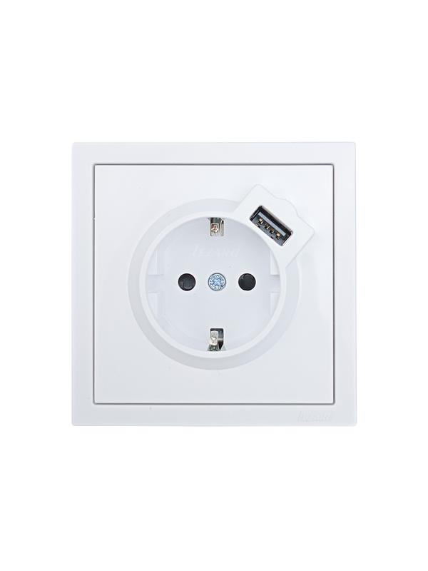 розетка 1-мест. с/з+usb разъем zima ip20 бел. lezard 704-0288-181 от BTSprom.by