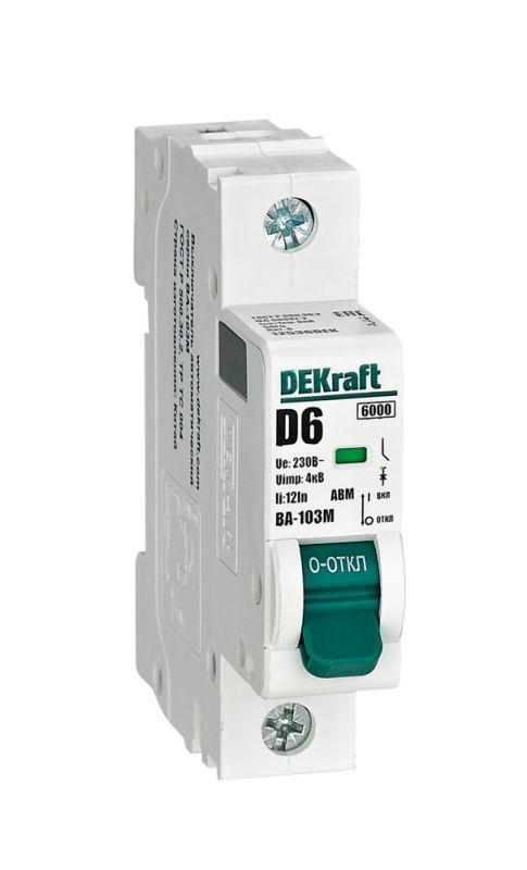 выключатель автоматический модульный 1п d 6а 6ка ва-103m без теплозащиты dekraft 12536dek от BTSprom.by