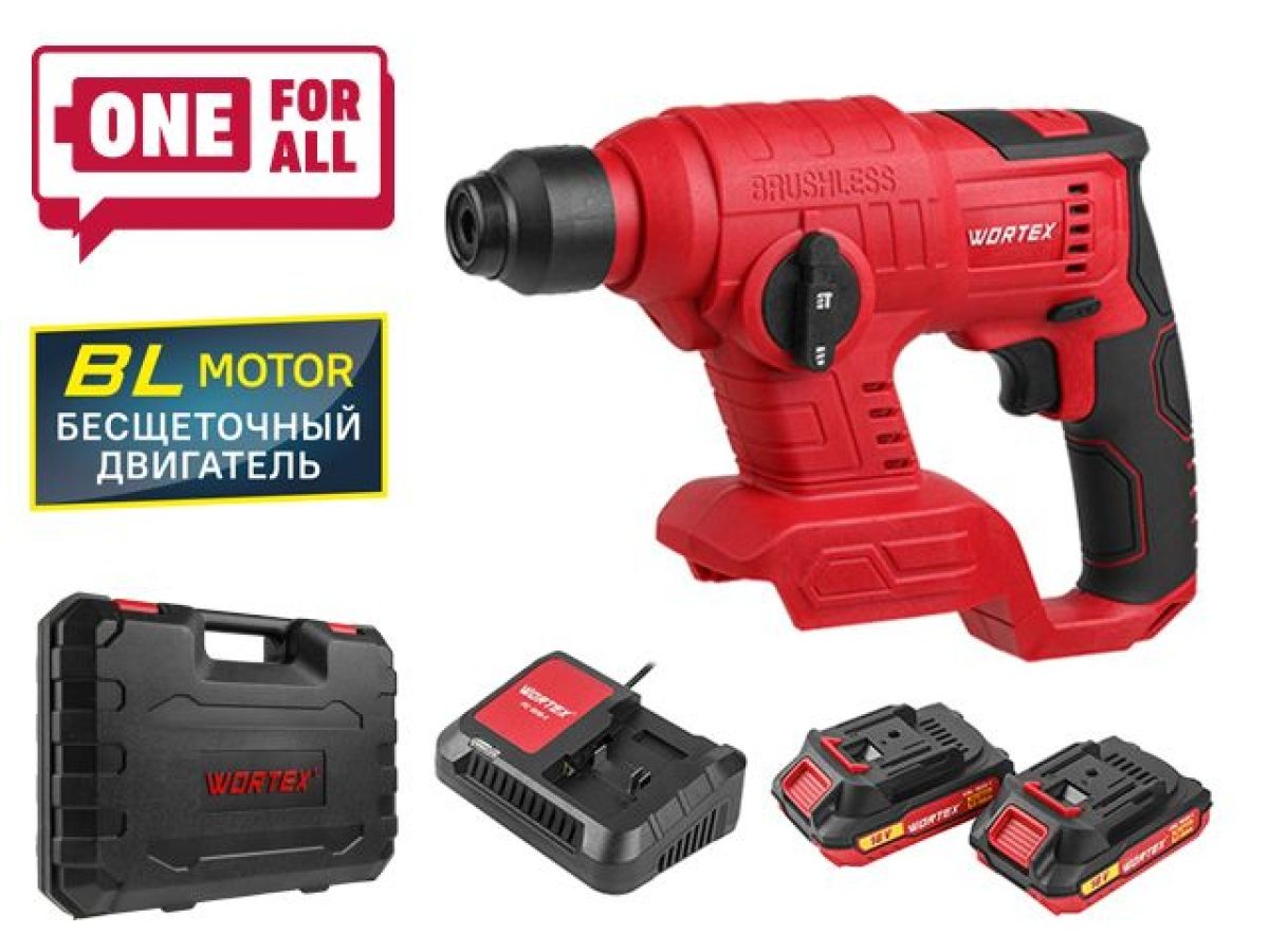  Аккум. перфоратор WORTEX CRH 1810 в чем. ALL1 XLT SET БЕСЩЕТ., 18 В, 1.2 Дж, 20 мм, 2х2 А*ч (18.0 В, БЕСЩЕТОЧНЫЙ, , 1.2 Дж, вес 1,14 кг) 0329267 фото в каталоге от BTSprom.by