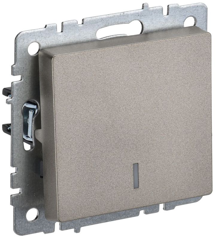 выключатель 1-кл. сп brite вс10-1-1-брш 10а с индик. механизм шампань iek br-v10-1-10-k37 от BTSprom.by