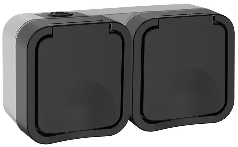 розетка 2-м оп tors 16а ip55 ts122 горизонт. с заземл. с крышкой графит iek ts-r26-16-55-g-k53 от BTSprom.by