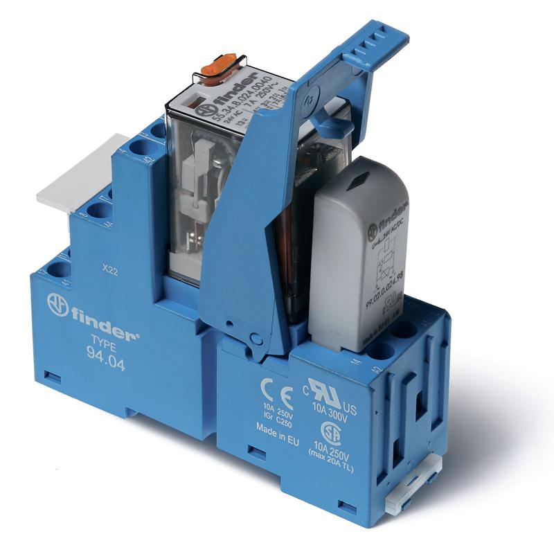 модуль интерфейсный (сборка 55.34.8.012.0040 + 99.02.0.024.98 + 94.04spa) электромеханич. реле 4co 7а agni 12в ac ip20 винт. клеммы пластик. клипса led + варистор finder 583480120060spa от BTSprom.by