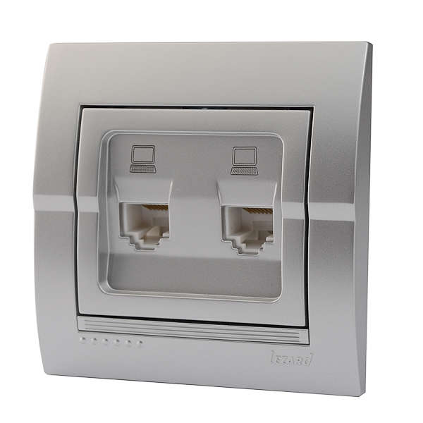 розетка компьютерная 2-м сп deriy rj45 серебр. метал. lezard 702-2828-141 от BTSprom.by