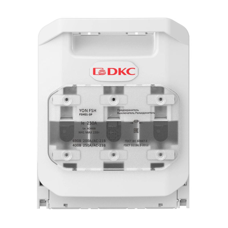  Выключатель горизонтальный предохранитель разъединитель 250А 3P крепление на монтажную плату DKC FSH01-3P фото в каталоге от BTSprom.by
