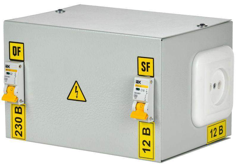 ящик с понижающим трансформатором ятп 0.25 220/12в (2 авт. выкл.) iek mtt12-012-0250 от BTSprom.by