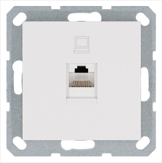 розетка компьютерная 1-м rj45 ip20 кат. 5e механизм бел. глянцевый jasmart g6105w от BTSprom.by
