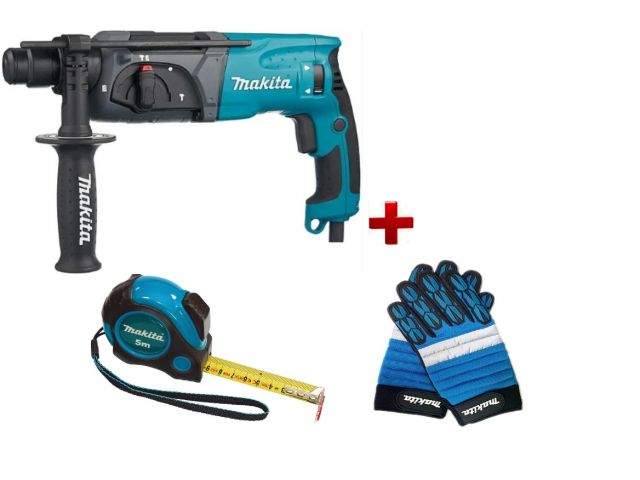 перфоратор makita hr 2470 в чем. + акция рулетка + перчатки "механик" (780 вт, 2.7 дж, 3 реж., патрон sds-plus, вес 2.4 кг) от BTSprom.by