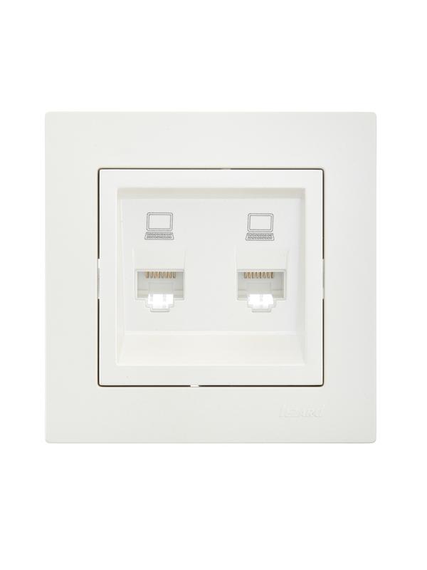  Розетка компьютерная 2-м СП Vesna механизм жемчуж./бел. перламутр LEZARD 742-3088-141 фото в каталоге от BTSprom.by