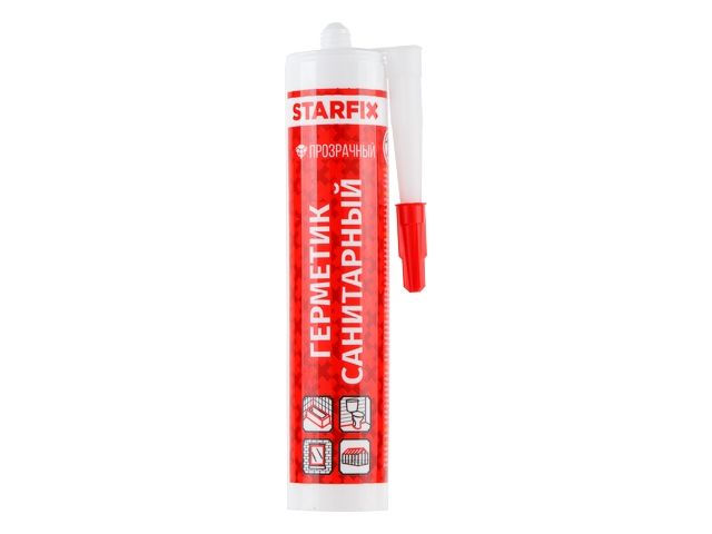 герметик силиконовый санитарный starfix прозрачный, 300 мл sm-57867 от BTSprom.by