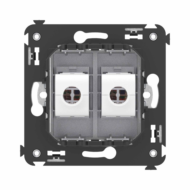  Розетка компьютерная 2-м СП Avanti "Закаленная сталь" RJ45 кат.6 без шторок механизм DKC 4404694 фото в каталоге от BTSprom.by