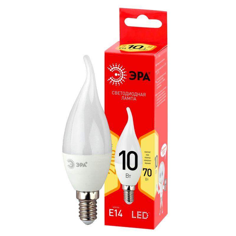 лампа светодиодная led bxs-10w-827-e14 r bxs 10вт свеча на ветру e14 тепл. бел. эра б0051854 от BTSprom.by