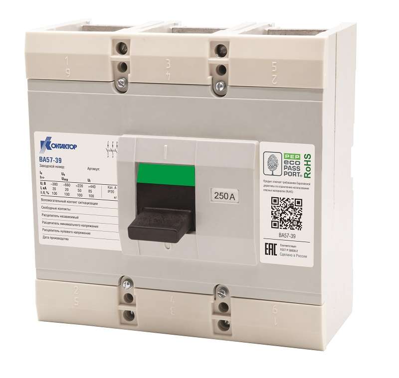 выключатель автоматический 3п 500а 5000im ва57-39-342310 660/380в ac рмн=110в dc 2з2р контактор l630-1175 от BTSprom.by