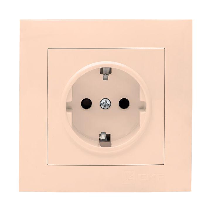 розетка 1-м сп валенсия 16а ip20 с заземл. защ. шторки крем. proxima ekf ewr16-028-20 от BTSprom.by