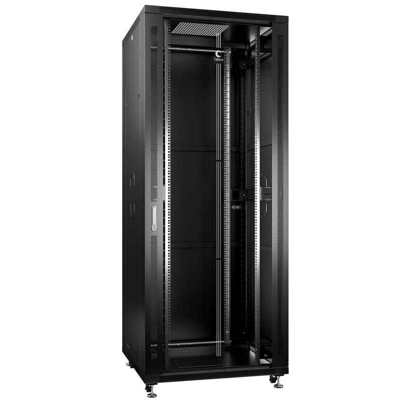 шкаф телекоммуникационный sh-05c-42u80/100-bk 19дюйм 42u 800х1000х2055 передняя стеклян. и задняя сплошная метал. двери черн. cabeus 8545c от BTSprom.by