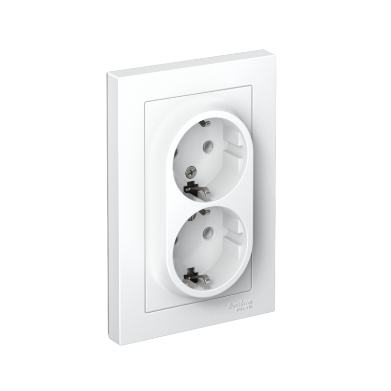 розетка 2-м сп atlasdesign 16а ip20 с заземл. в сборе бел. se atn000124 от BTSprom.by