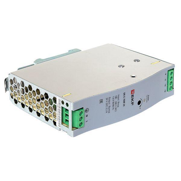  Блок питания на дин рейку 75Вт Uвх 220В AC Uвых 24В DC постоянного тока EKF DR-E-75W-24 фото в каталоге от BTSprom.by