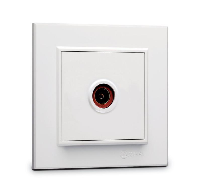 розетка телевизионная проходная tv 1-м сп karea ip20 6дб бел. makel 56001007 от BTSprom.by