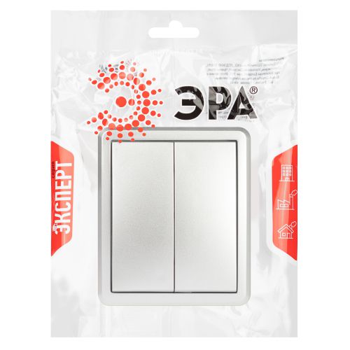  Выключатель 2-кл. ОП Эксперт 11-1204-03 IP20 10АХ-250В алюм. Эра Б0063035 фото в каталоге от BTSprom.by