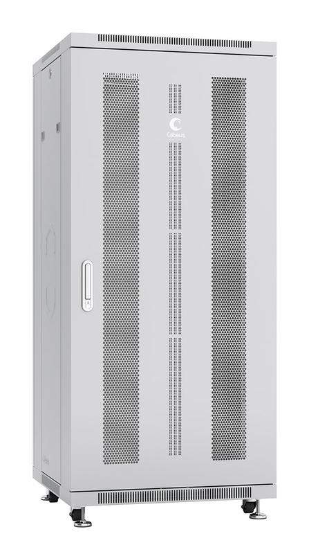 шкаф монтажный телекоммуникационный напольн. nd-05c-27u60/60 19дюйм 27u 600х600х1388мм для распределит. и серверн. оборудования; передн. и задн. перфорир. двери ручка с замком ral 7035 сер. cabeus 7885c от BTSprom.by