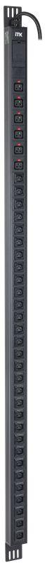 блок розеток 36 мест pdu верт. 42u 1ф 32а 30роз. c13 + 6роз. c19 каб. 3м iec60309 itk pv22-30c13-06c19-41 от BTSprom.by