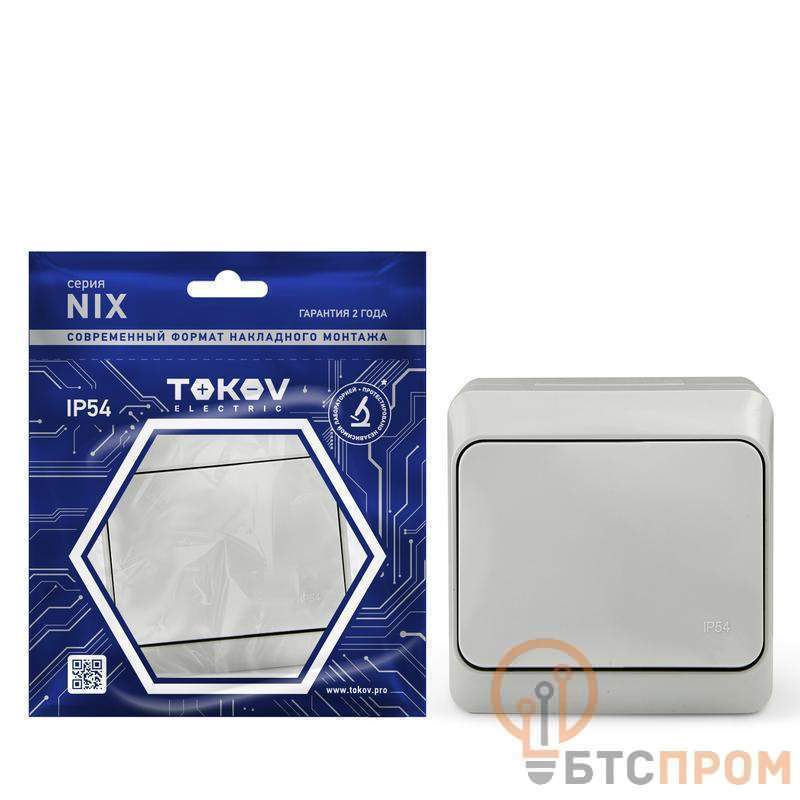  Выключатель 1-кл. ОП Nix 10А IP54 250В сер. TOKOV ELECTRIC TKE-NX-V1-C06-IP54 фото в каталоге от BTSprom.by