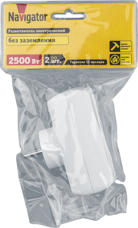  Разветвитель 2-м без заземл. 10А IP20 94 671 NAD-L-2X-C-WH Navigator 94671 фото в каталоге от BTSprom.by