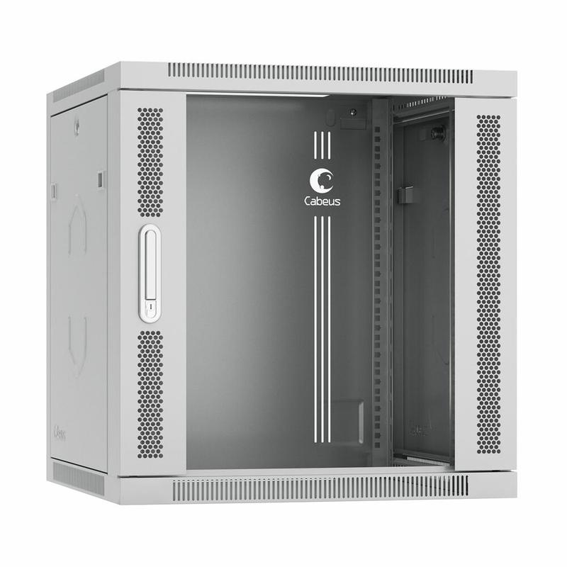 шкаф телекоммуникационный настенный sh-05f-12u60/60-r 19дюйм 12u 600х600х635мм разобран. дверь стекло ral 7035 сер. cabeus 10736c от BTSprom.by