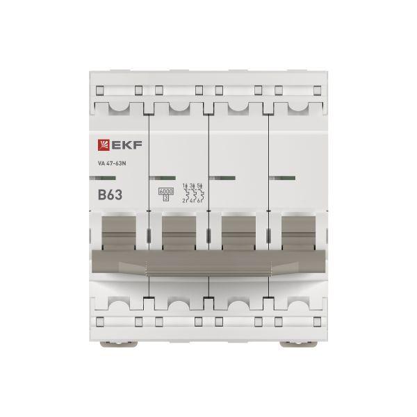  Выключатель автоматический модульный 4п B 63А 6кА ВА 47-63N PROxima EKF M636463B фото в каталоге от BTSprom.by