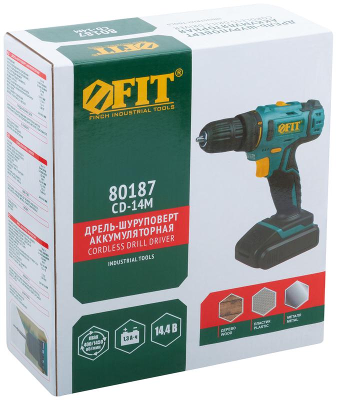  Дрель-шуруповерт аккумуляторная 14.4В 0-400/1450об/мин 23Нм 1 (Li-Ion) 1.3А.ч FIT 80187 фото в каталоге от BTSprom.by