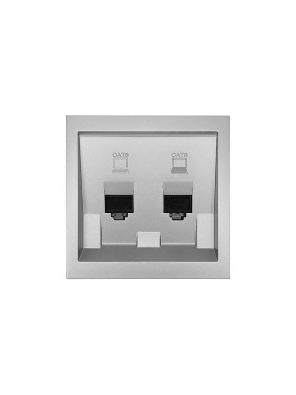 розетка компьютерная 2-м сп zima ip20 rj45 с модулем кат.6 механизм сер. матов. lezard 704-7488-142 от BTSprom.by