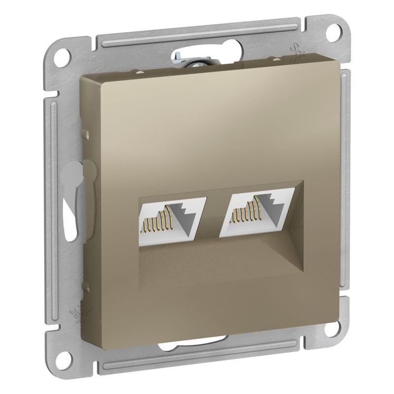 розетка компьютерная 2-м atlasdesign rj45 кат.5e механизм шампань se atn000585 от BTSprom.by