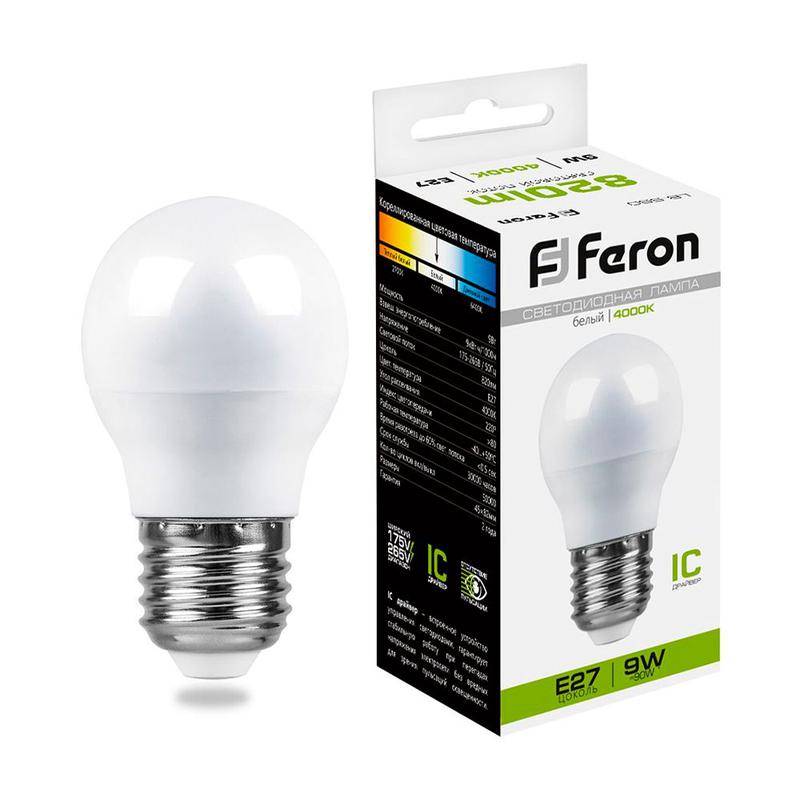 лампа светодиодная 9вт 230в e27 4000к g45 lb-550 feron 25805 от BTSprom.by