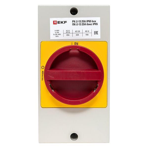  Переключатель кулачковый ПК-2-13 25А 3п "ВКЛ-ВЫКЛ" с блокировкой в боксе IP65 PROxima EKF pk-2k-13-25-a65 фото в каталоге от BTSprom.by