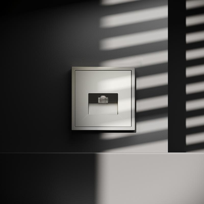  Розетка компьютерная 1-м СП S70 RJ45 кат.6 механизм шелк Voltum VLS060104 фото в каталоге от BTSprom.by