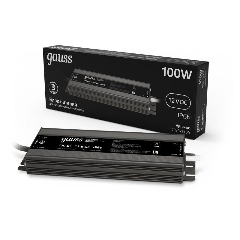 блок питания для светодиодной ленты black 100вт 12в ip67 герметичный (драйвер) gauss 202023100 от BTSprom.by