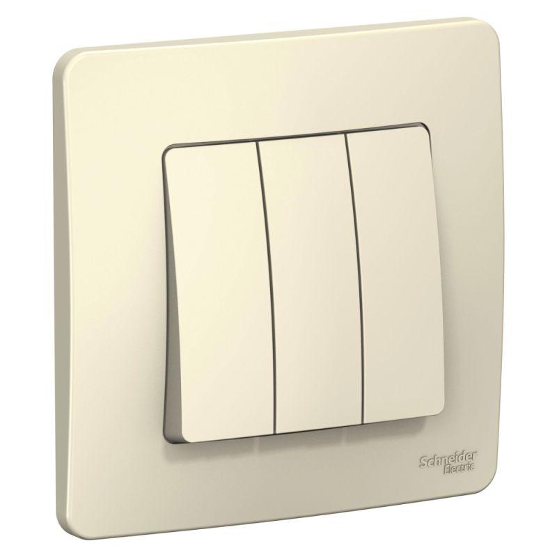 выключатель 3-кл. сп blanca 10а ip20 (сх. 1+1+1) 250в молочн. se blnvs100502 от BTSprom.by