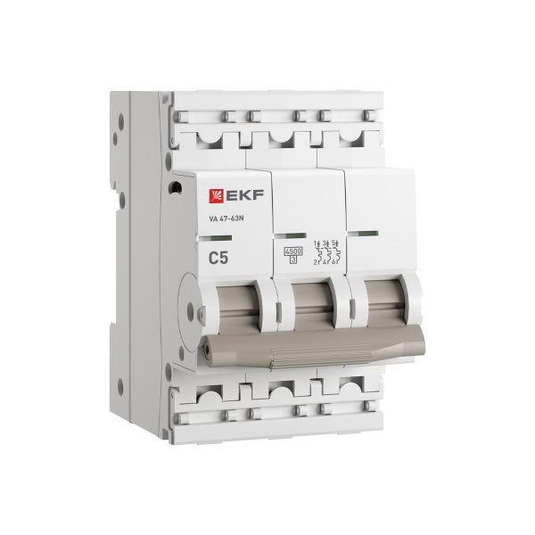 выключатель автоматический 3п c 5а 4.5ка ва 47-63n proxima ekf m634305c от BTSprom.by