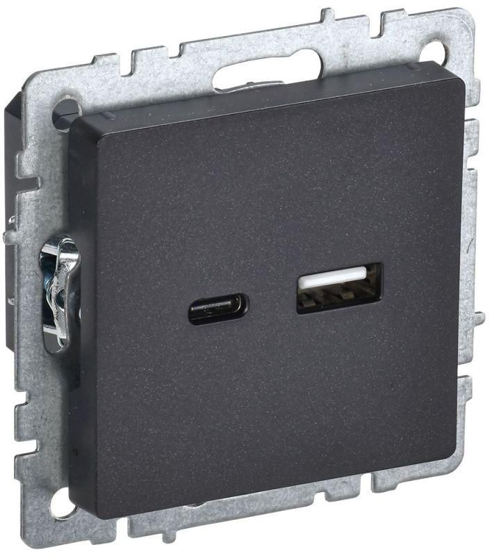 розетка brite usb a+c 18вт рю11-1-брч механизм черн. iek br-u22-018-k02 от BTSprom.by