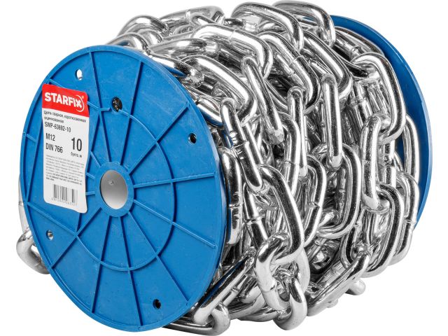 цепь сварная короткозвенная, оцинк. м12 din 766 (бухта 10 м) starfix smp-63692-10 от BTSprom.by