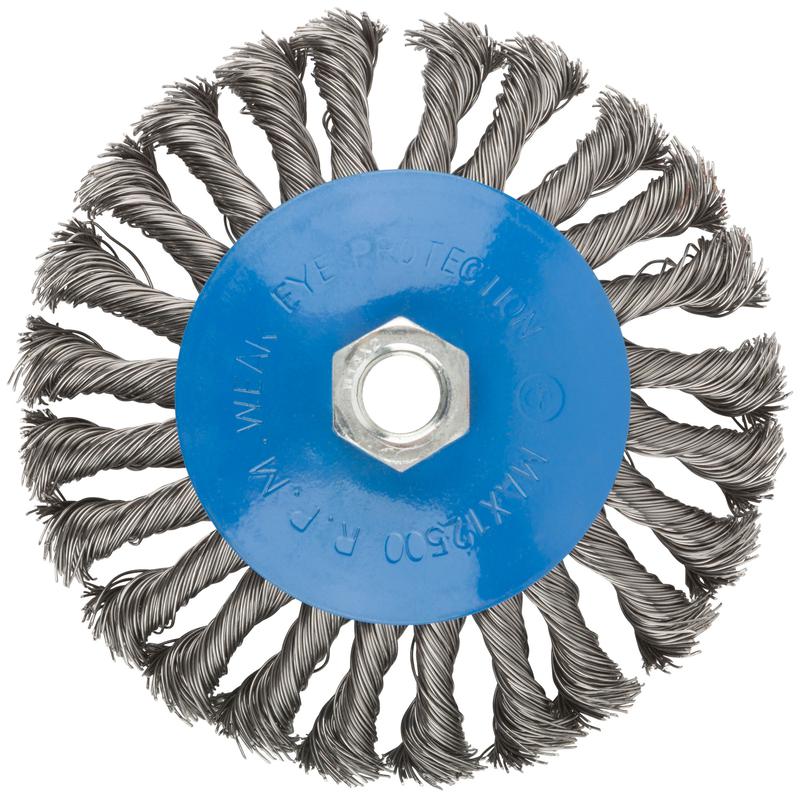  Корщетка тип "колесо" с наклоном гайка М14 стальная витая проволока 125мм MOS 38938М фото в каталоге от BTSprom.by