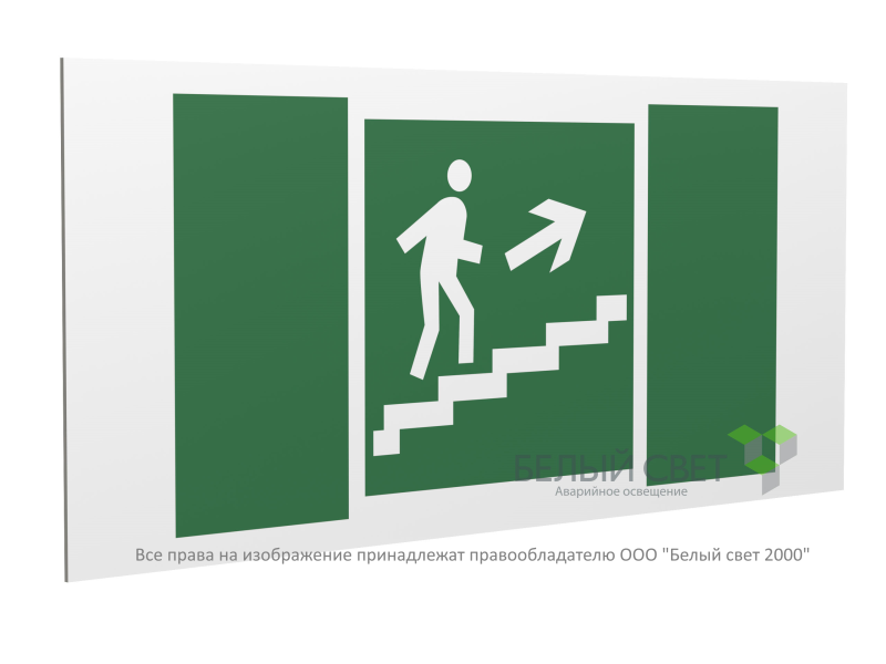 знак безопасности pp-40205.e15 "направление к эвакуационному выходу по лестнице вверх (прав.)" белый свет a20790 от BTSprom.by